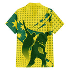 Australia Cricket Hawaiian Shirt Golden Southern Cross Stars Halftone Pattern Design