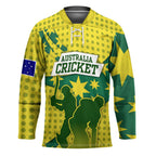 Australia Cricket Hockey Jersey Golden Southern Cross Stars Halftone Pattern Design