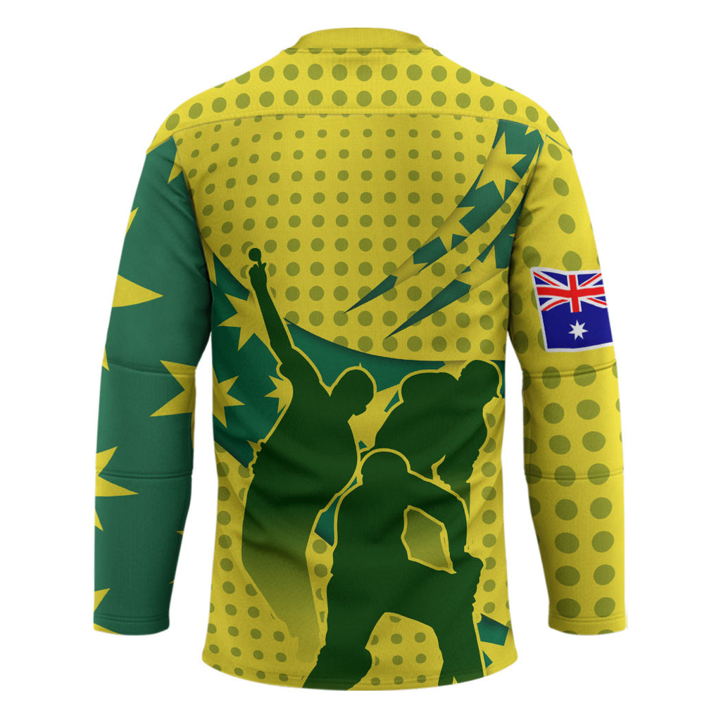 Australia Cricket Hockey Jersey Golden Southern Cross Stars Halftone Pattern Design