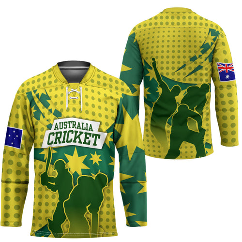 Australia Cricket Hockey Jersey Golden Southern Cross Stars Halftone Pattern Design
