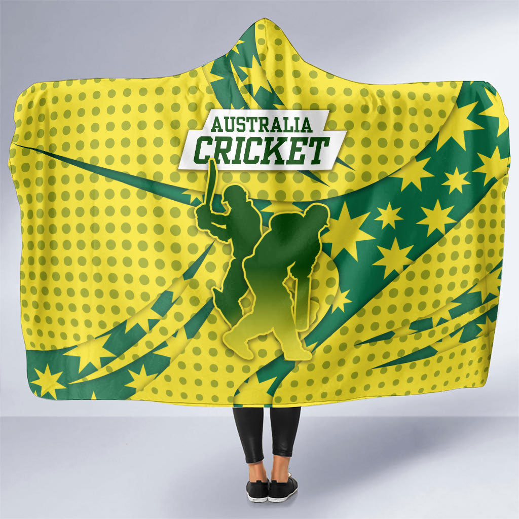 Australia Cricket Hooded Blanket Golden Southern Cross Stars Halftone Pattern Design