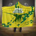 Australia Cricket Hooded Blanket Golden Southern Cross Stars Halftone Pattern Design