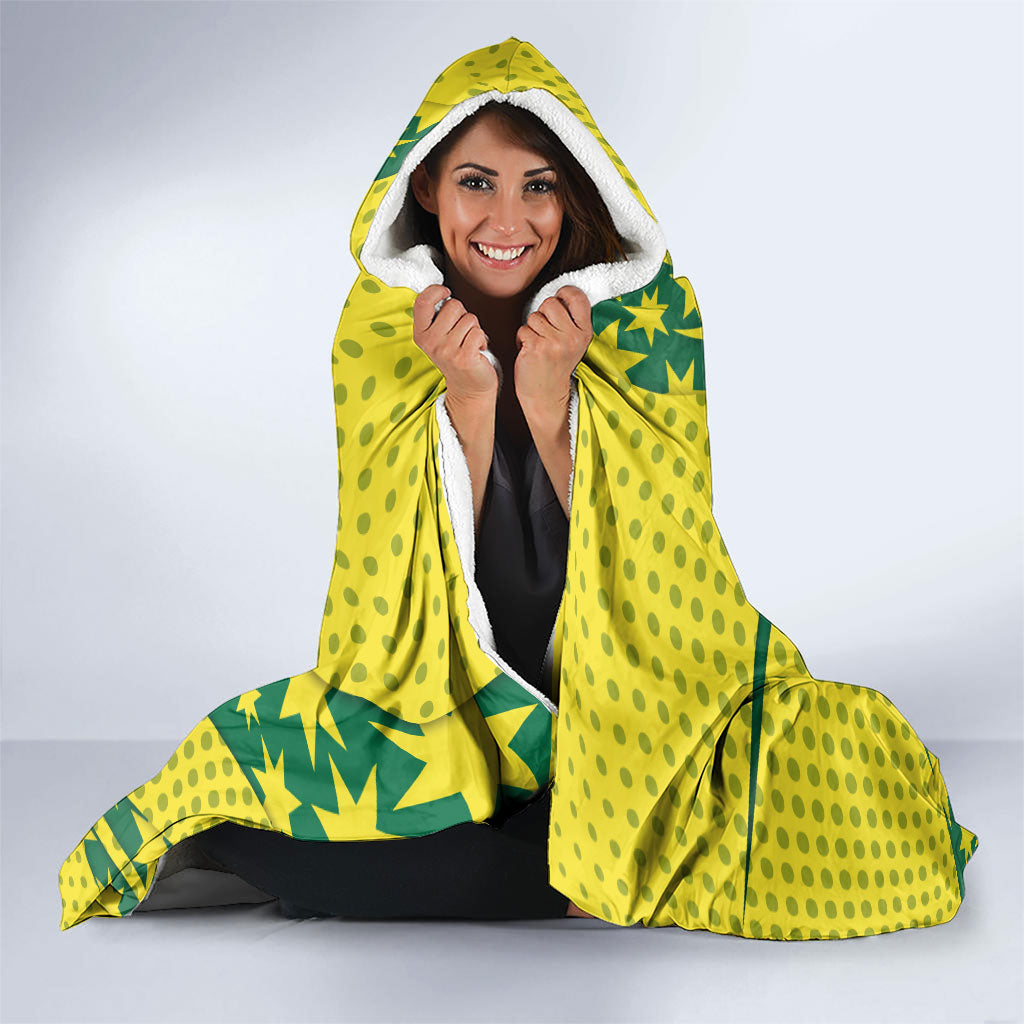 Australia Cricket Hooded Blanket Golden Southern Cross Stars Halftone Pattern Design