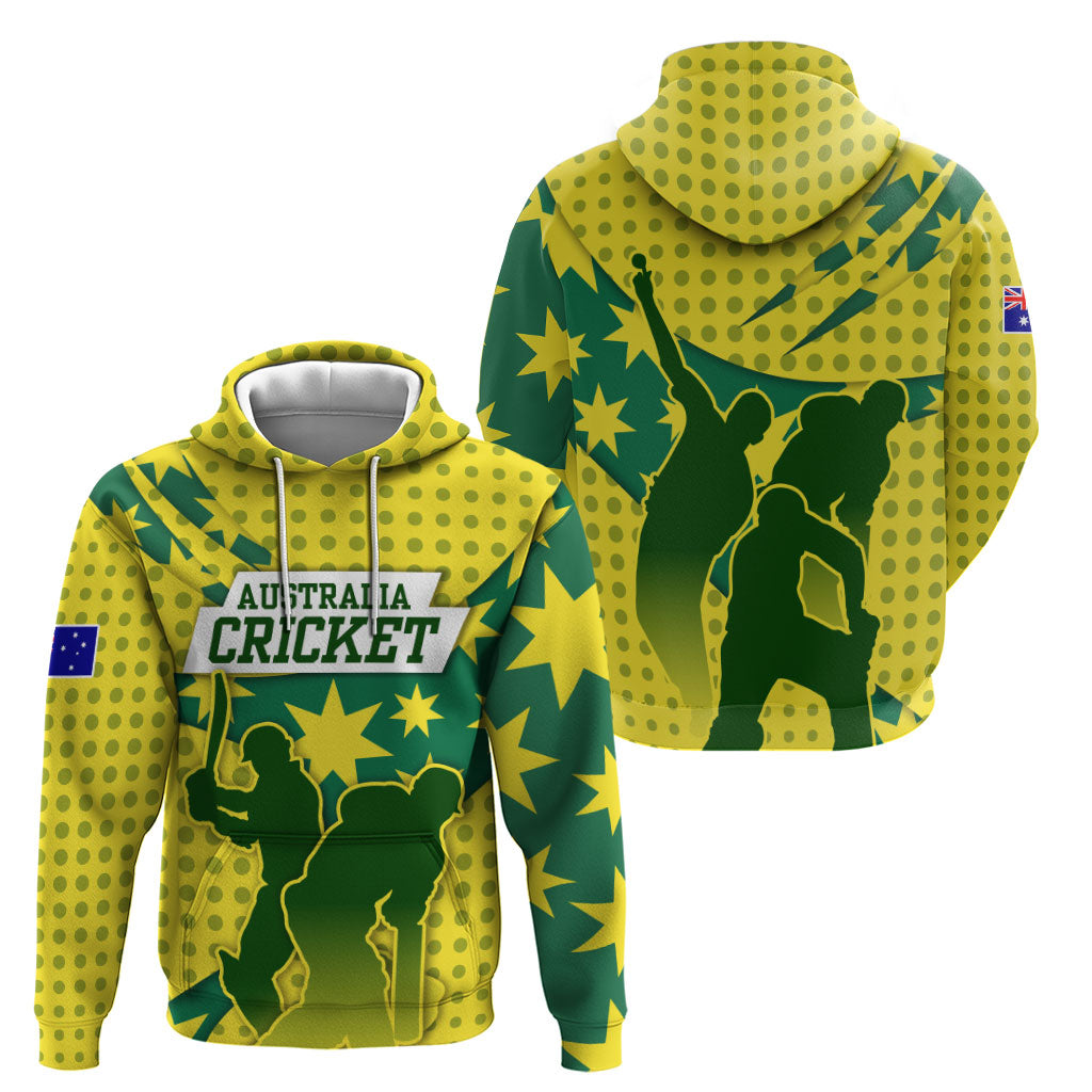 Australia Cricket Hoodie Golden Southern Cross Stars Halftone Pattern Design