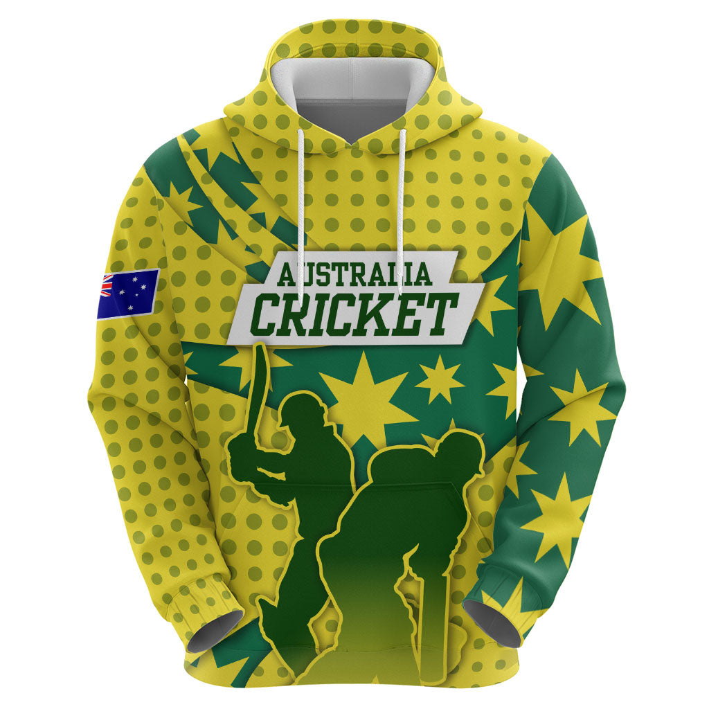 Australia Cricket Hoodie Golden Southern Cross Stars Halftone Pattern Design