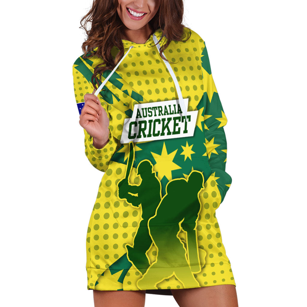Australia Cricket Hoodie Dress Golden Southern Cross Stars Halftone Pattern Design