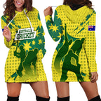 Australia Cricket Hoodie Dress Golden Southern Cross Stars Halftone Pattern Design