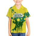 Australia Cricket Kid Hawaiian Shirt Golden Southern Cross Stars Halftone Pattern Design
