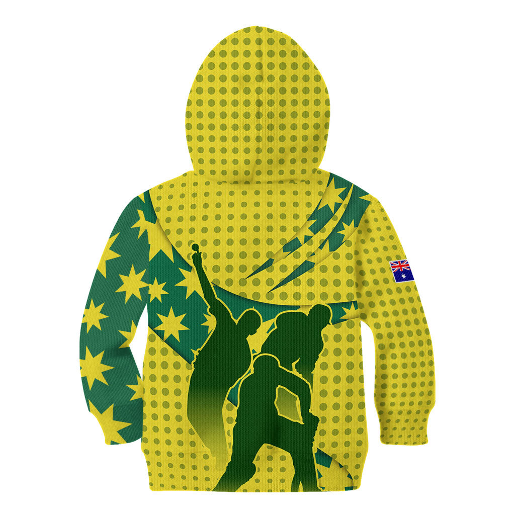 Australia Cricket Kid Hoodie Golden Southern Cross Stars Halftone Pattern Design