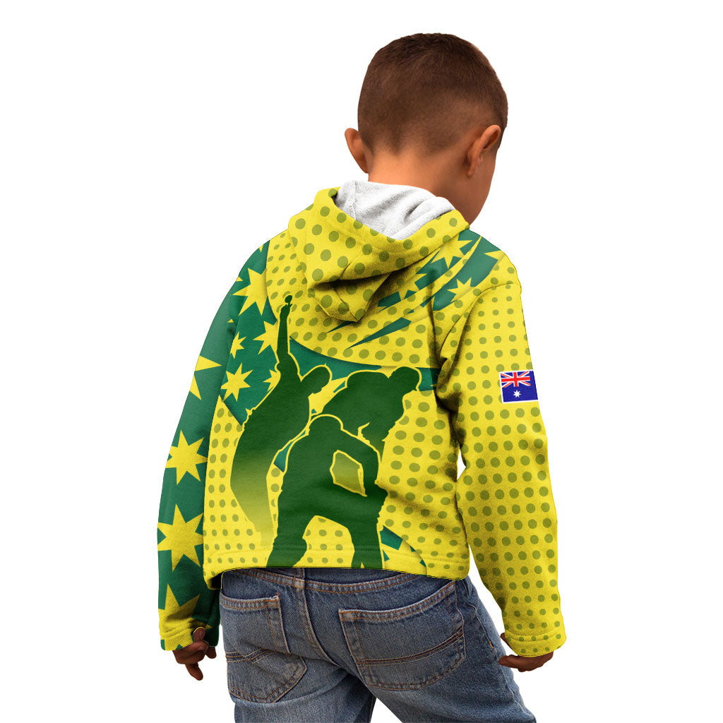 Australia Cricket Kid Hoodie Golden Southern Cross Stars Halftone Pattern Design