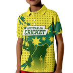 Australia Cricket Kid Polo Shirt Golden Southern Cross Stars Halftone Pattern Design