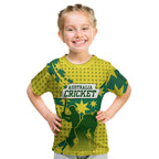 Australia Cricket Kid T Shirt Golden Southern Cross Stars Halftone Pattern Design
