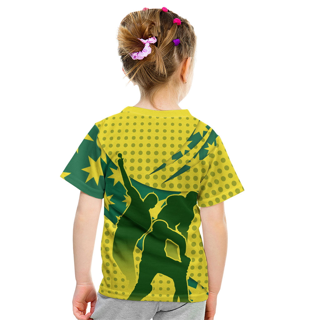 Australia Cricket Kid T Shirt Golden Southern Cross Stars Halftone Pattern Design