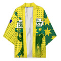 Australia Cricket Kimono Golden Southern Cross Stars Halftone Pattern Design