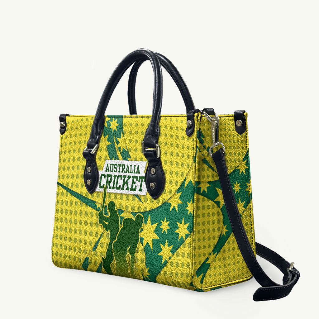 Australia Cricket Leather Bag Golden Southern Cross Stars Halftone Pattern Design