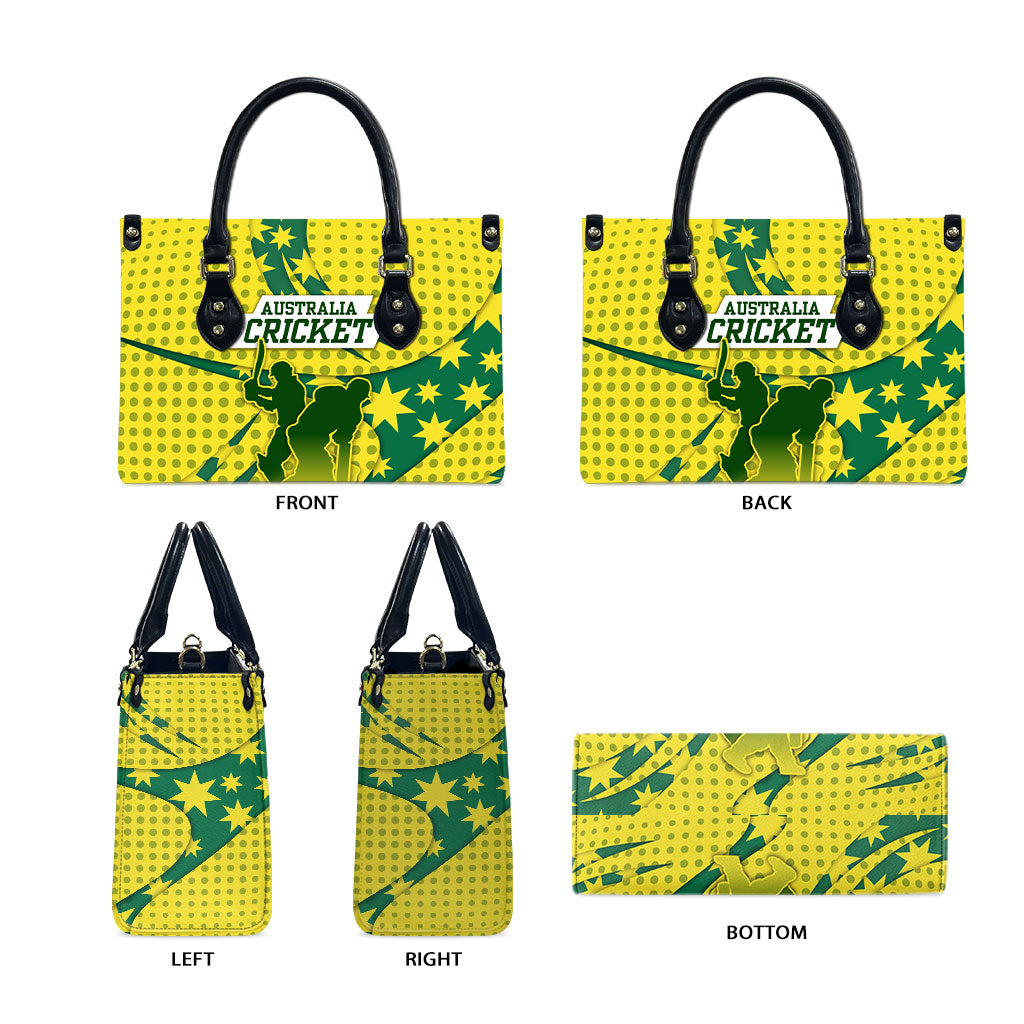 Australia Cricket Leather Bag Golden Southern Cross Stars Halftone Pattern Design
