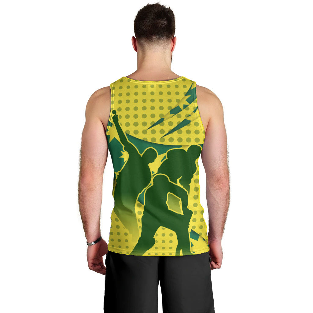 Australia Cricket Men Tank Top Golden Southern Cross Stars Halftone Pattern Design