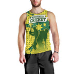 Australia Cricket Men Tank Top Golden Southern Cross Stars Halftone Pattern Design
