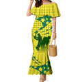 Australia Cricket Mermaid Dress Golden Southern Cross Stars Halftone Pattern Design