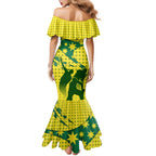 Australia Cricket Mermaid Dress Golden Southern Cross Stars Halftone Pattern Design