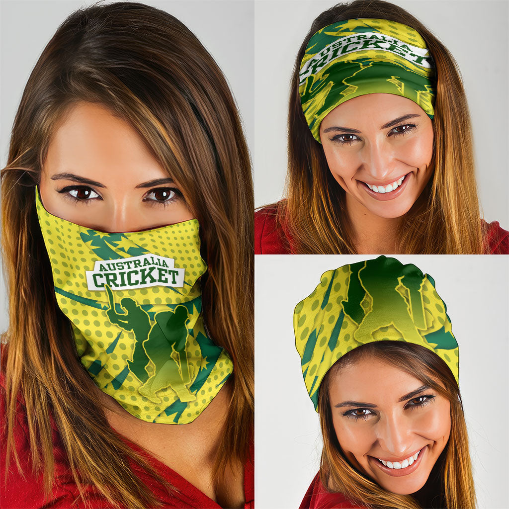 Australia Cricket Neck Gaiter Golden Southern Cross Stars Halftone Pattern Design