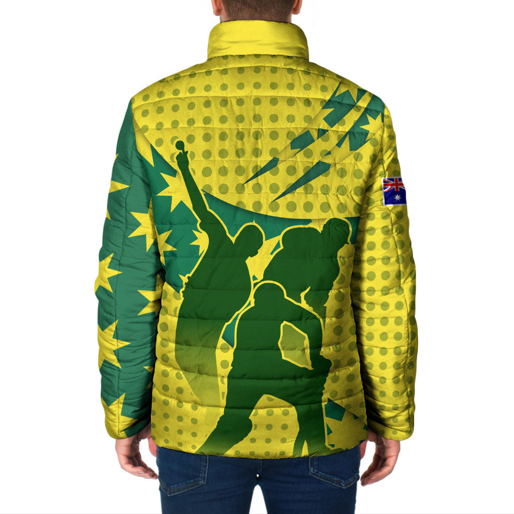 Australia Cricket Padded Jacket Golden Southern Cross Stars Halftone Pattern Design