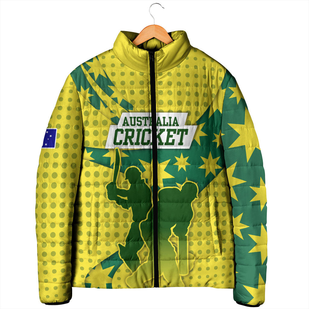 Australia Cricket Padded Jacket Golden Southern Cross Stars Halftone Pattern Design