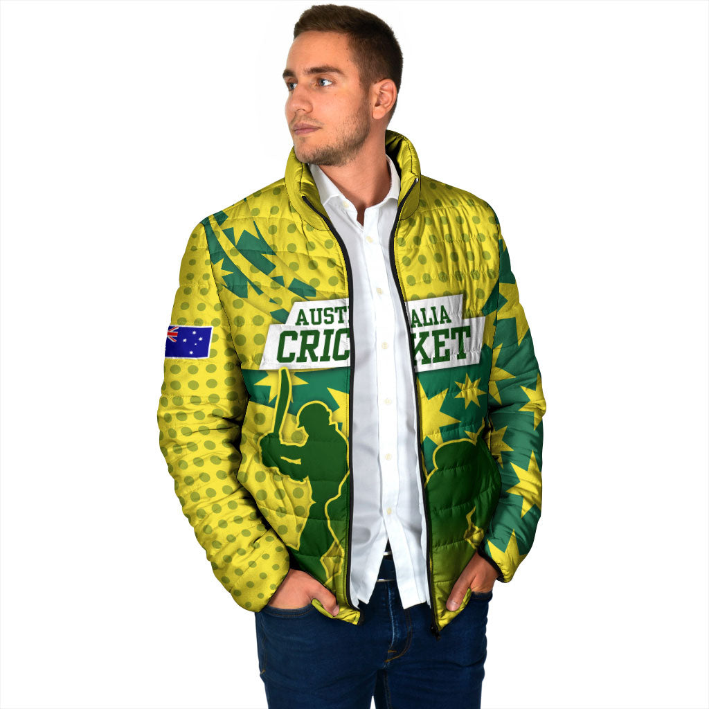 Australia Cricket Padded Jacket Golden Southern Cross Stars Halftone Pattern Design