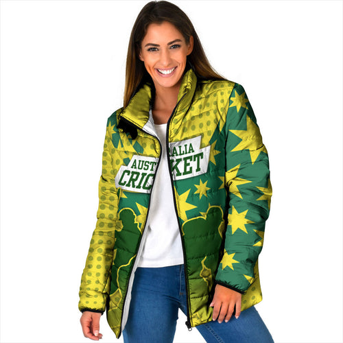 Australia Cricket Padded Jacket Golden Southern Cross Stars Halftone Pattern Design