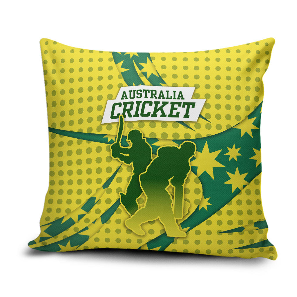 Australia Cricket Pillow Cover Golden Southern Cross Stars Halftone Pattern Design