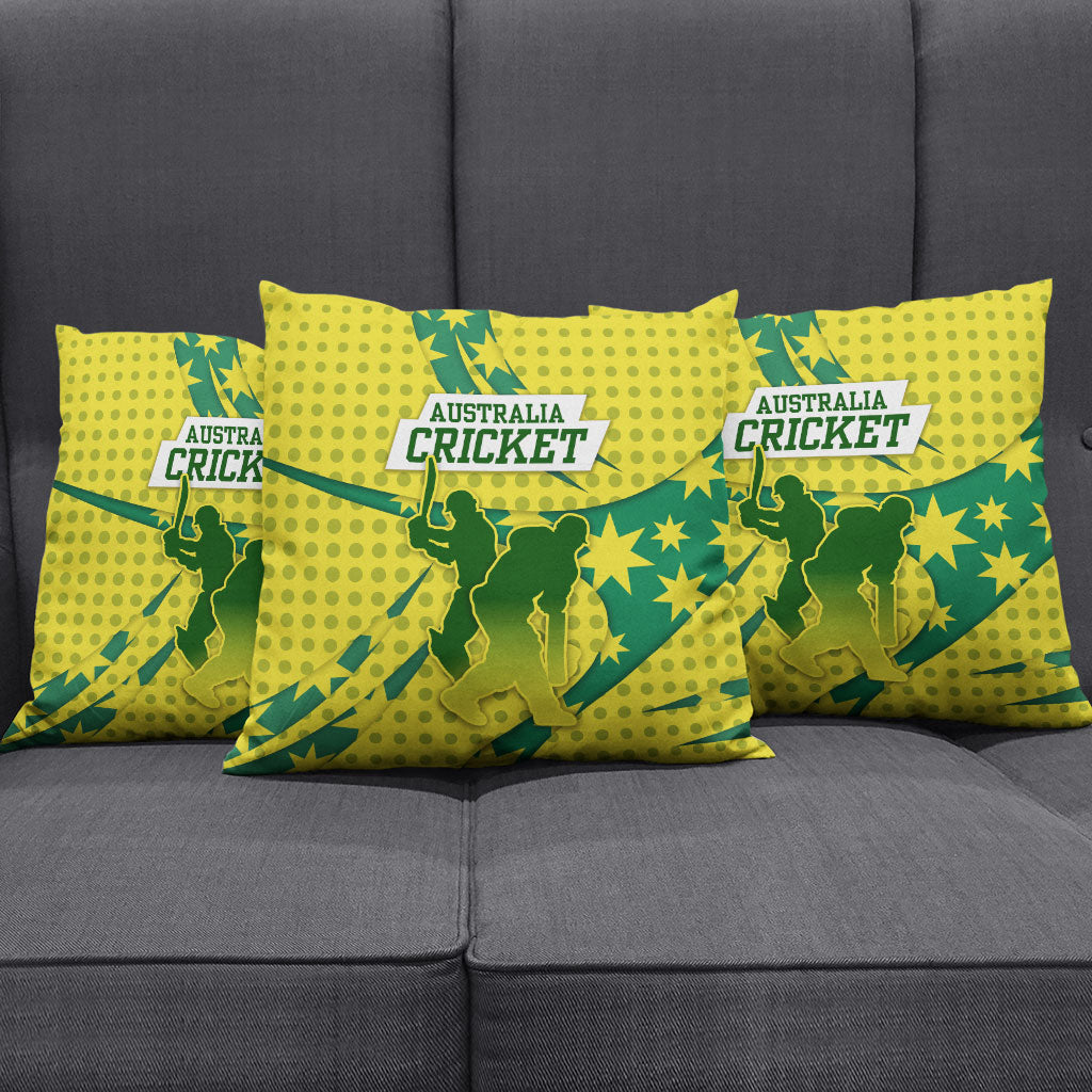 Australia Cricket Pillow Cover Golden Southern Cross Stars Halftone Pattern Design