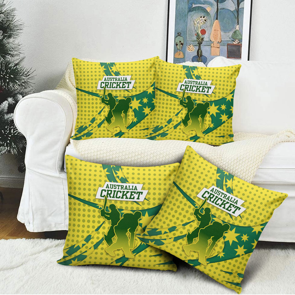 Australia Cricket Pillow Cover Golden Southern Cross Stars Halftone Pattern Design