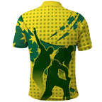 Australia Cricket Polo Shirt Golden Southern Cross Stars Halftone Pattern Design