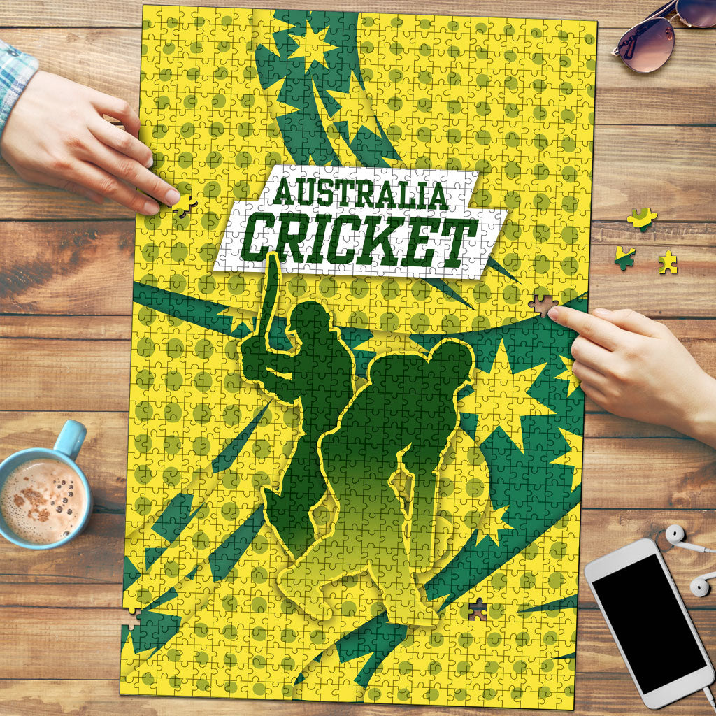 Australia Cricket Puzzle Golden Southern Cross Stars Halftone Pattern Design