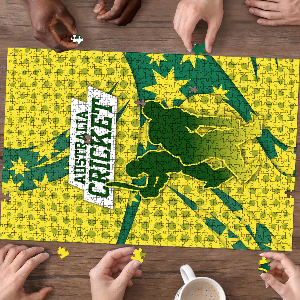 Australia Cricket Puzzle Golden Southern Cross Stars Halftone Pattern Design