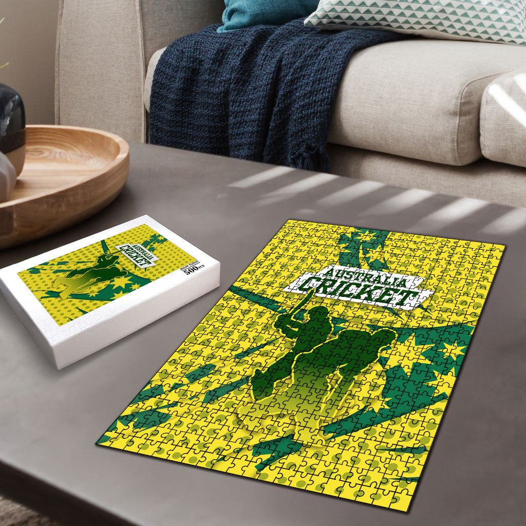 Australia Cricket Puzzle Golden Southern Cross Stars Halftone Pattern Design