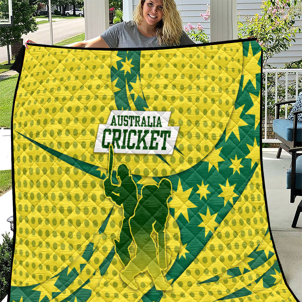 Australia Cricket Quilt Golden Southern Cross Stars Halftone Pattern Design