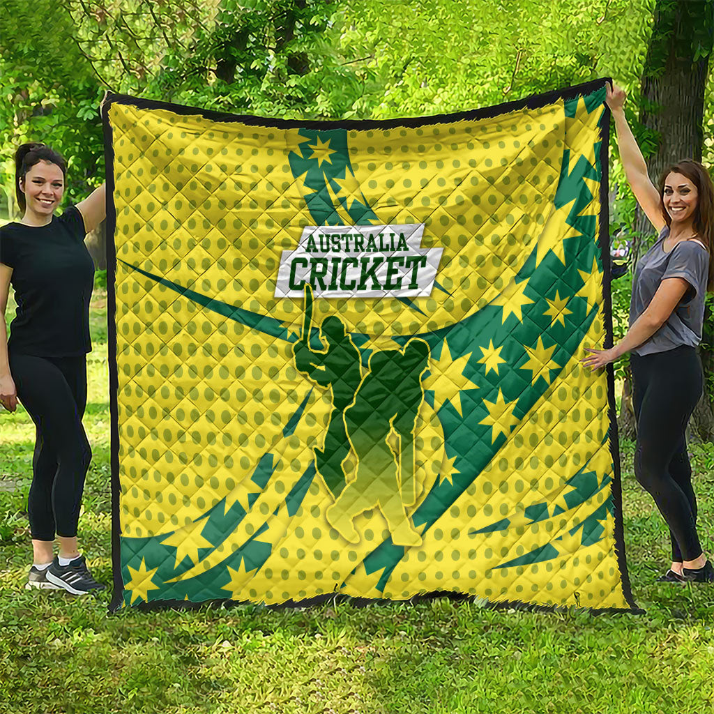 Australia Cricket Quilt Golden Southern Cross Stars Halftone Pattern Design