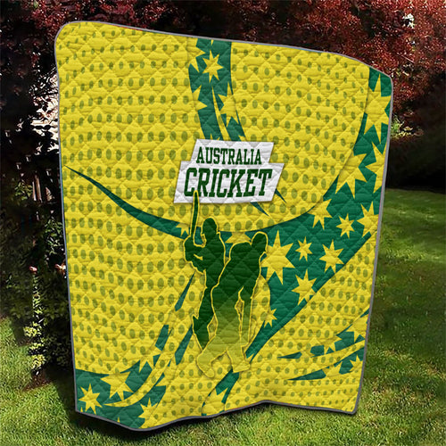 Australia Cricket Quilt Golden Southern Cross Stars Halftone Pattern Design