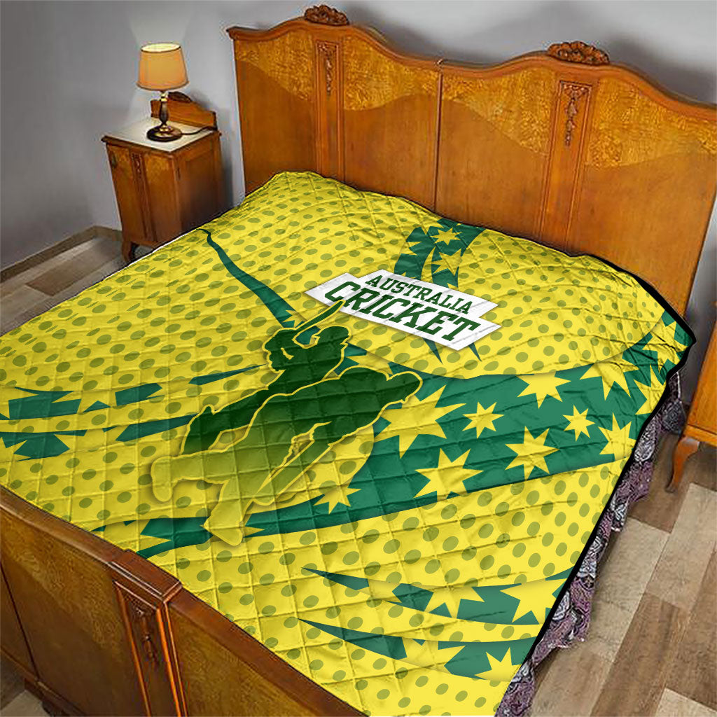 Australia Cricket Quilt Golden Southern Cross Stars Halftone Pattern Design