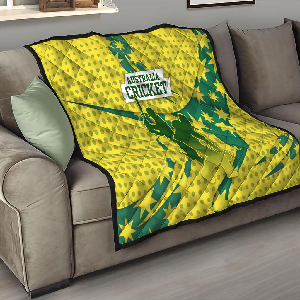 Australia Cricket Quilt Golden Southern Cross Stars Halftone Pattern Design