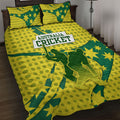 Australia Cricket Quilt Bed Set Golden Southern Cross Stars Halftone Pattern Design