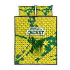 Australia Cricket Quilt Bed Set Golden Southern Cross Stars Halftone Pattern Design