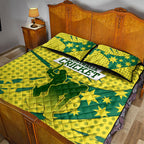 Australia Cricket Quilt Bed Set Golden Southern Cross Stars Halftone Pattern Design