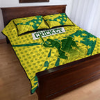 Australia Cricket Quilt Bed Set Golden Southern Cross Stars Halftone Pattern Design