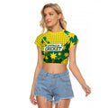 Australia Cricket Raglan Cropped T Shirt Golden Southern Cross Stars Halftone Pattern Design