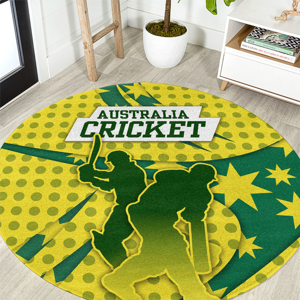 Australia Cricket Round Carpet Golden Southern Cross Stars Halftone Pattern Design
