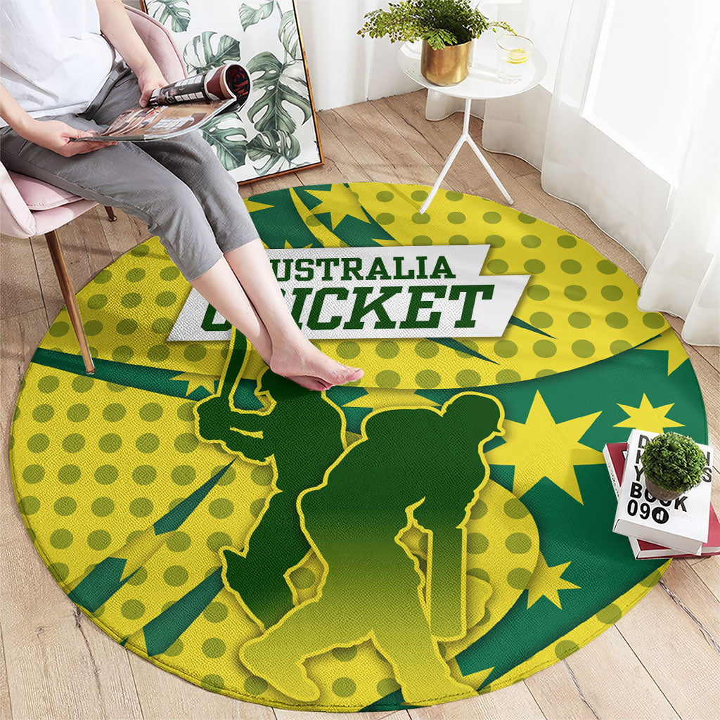 Australia Cricket Round Carpet Golden Southern Cross Stars Halftone Pattern Design
