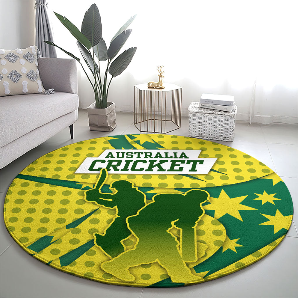 Australia Cricket Round Carpet Golden Southern Cross Stars Halftone Pattern Design