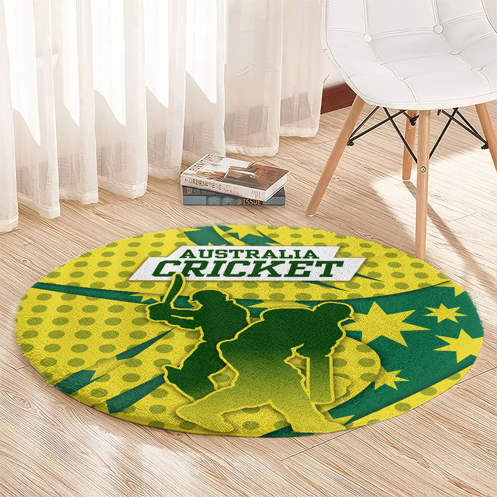 Australia Cricket Round Carpet Golden Southern Cross Stars Halftone Pattern Design